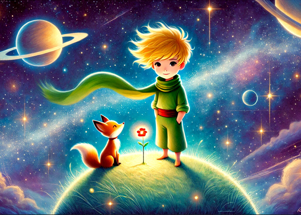 Das Foto zeigt den kleinen Prinz mit seinem Fuchs.
