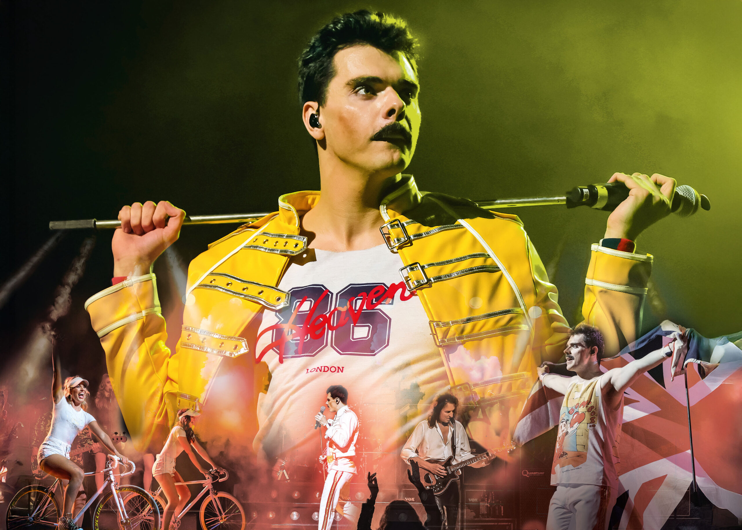 Der Sänger der Q-Revival Band ist auf dem Foto zu sehen, der dem Queen Sänger Freddy Mercury extrem ähnlich sieht.
