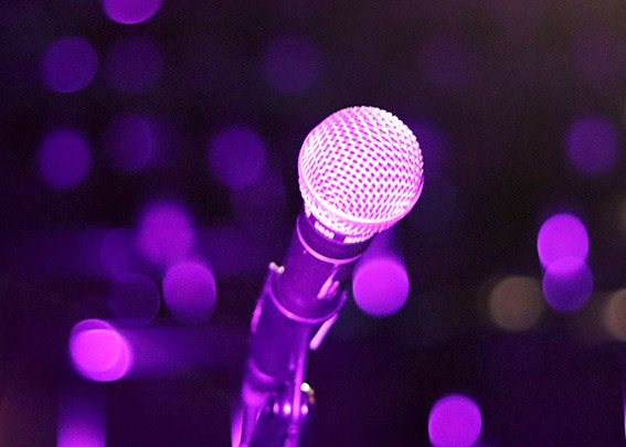 Auf dem Foto befindet sich ein Mikrofon auf einem Mikrofonständer.