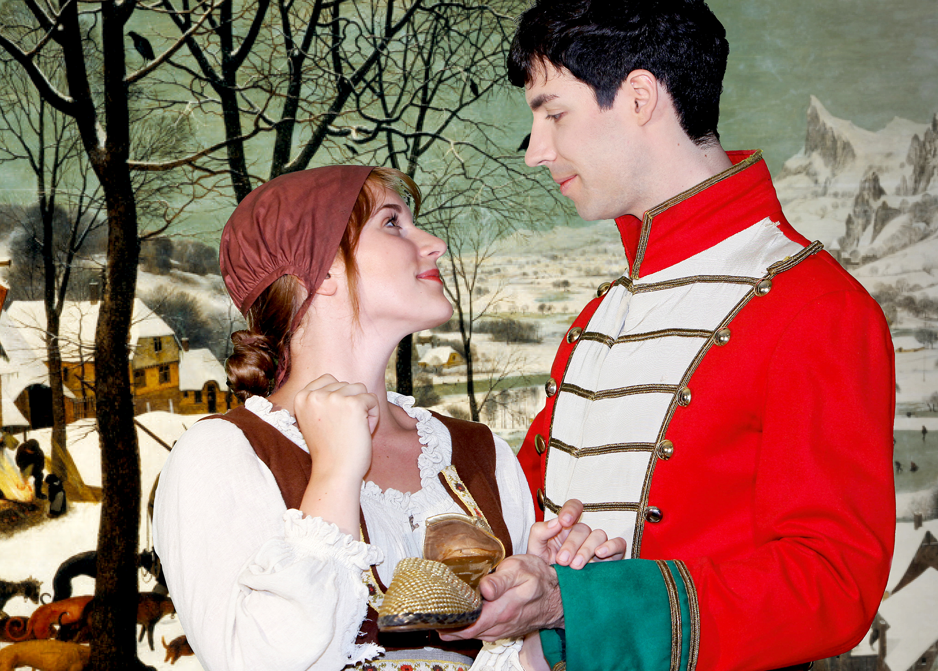 Auf dem Bild sieht man Aschenbrödel mit Ihrem Prinz. Das Bild ähnelt dem Look des historischen Films.